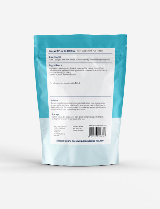 Omega 3 Fish Oil 1000 mg (120 Softgels)